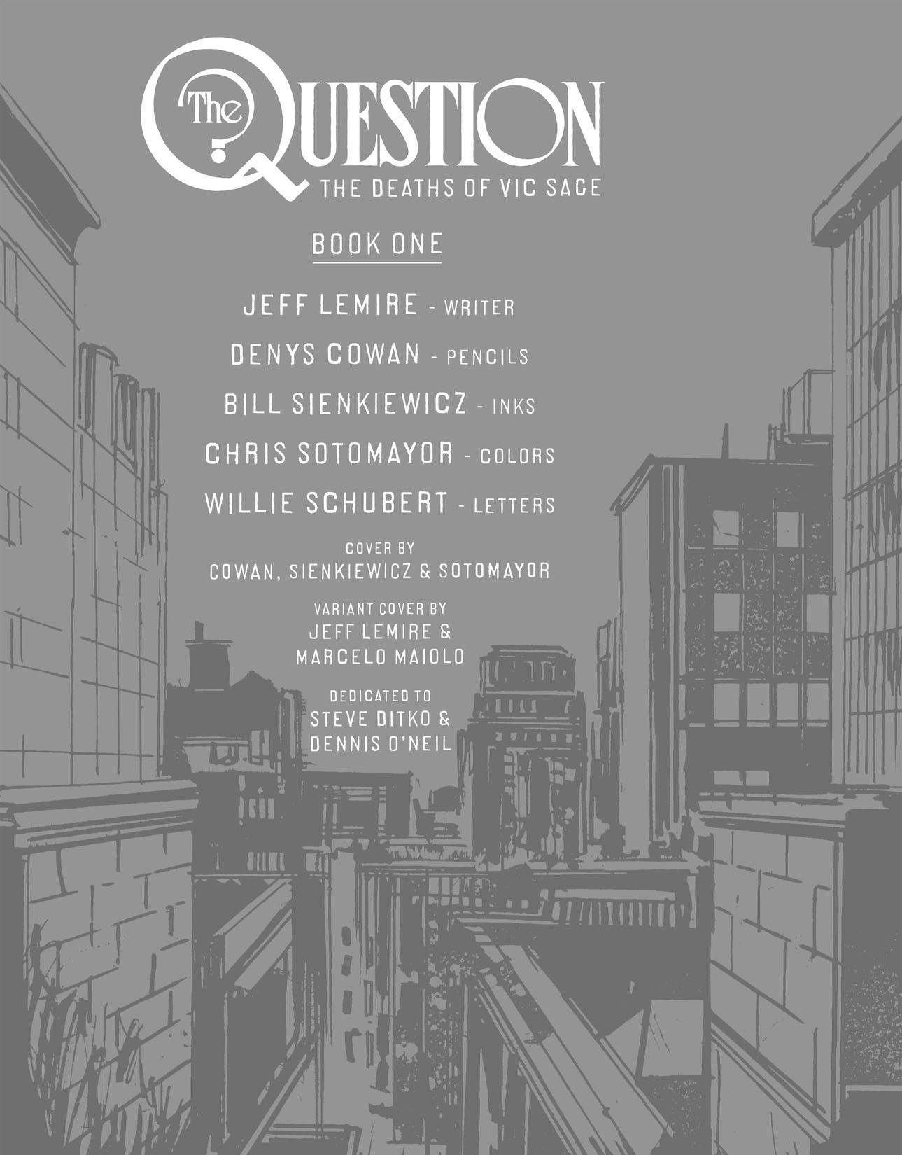 The Question: The Deaths of Vic Sage series preview1